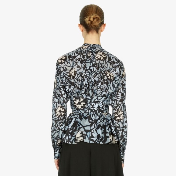 Alaia Cinched Floral Printed Silk Habotai Blouse - Picture 2 of 10
